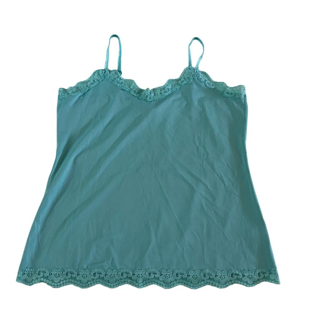 Fashion Bug Teal Lace Trim Cami Tank Y2K 2000s